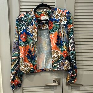 Lili Sidonio Colorful Floral Silk Jacket Size M